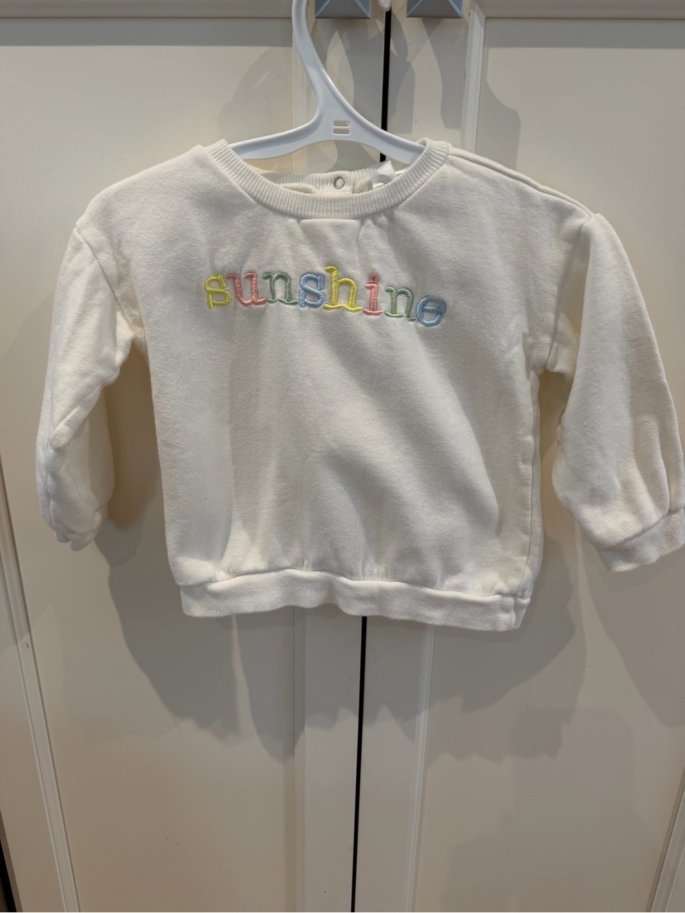 Indigo Kids White 'Sunshine' Pullover Sweatshirt with Pastel Embroidery